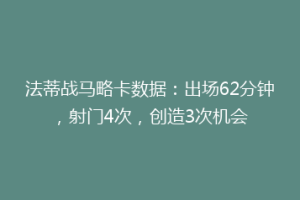 法蒂战马略卡数据：出场62分钟，射门4次，创造3次机会